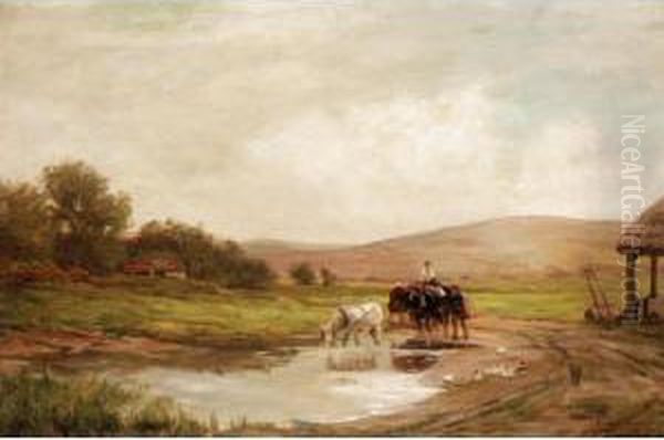 The Farmyard Oil Painting by James Aumonier