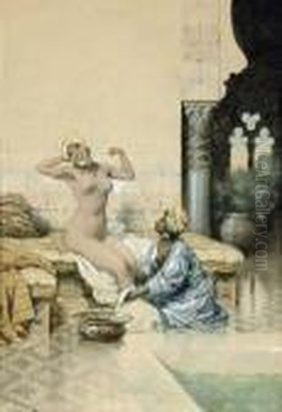 Le Bain Au Harem Oil Painting by Giuseppe Aureli