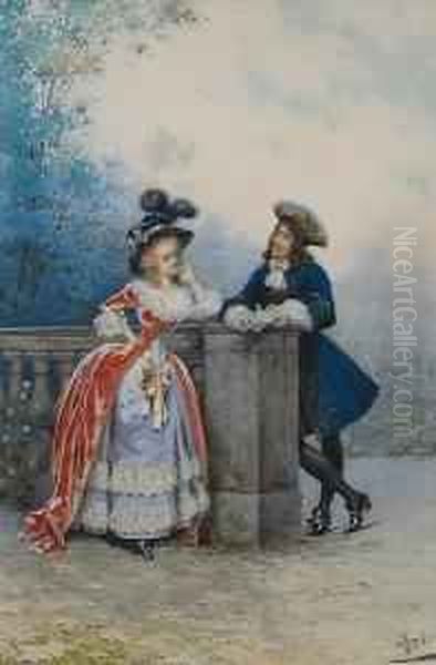 The Proposal Oil Painting by Giuseppe Aureli