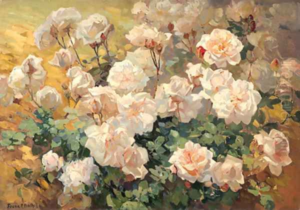 Roses 2 Oil Painting by Franz Bischoff