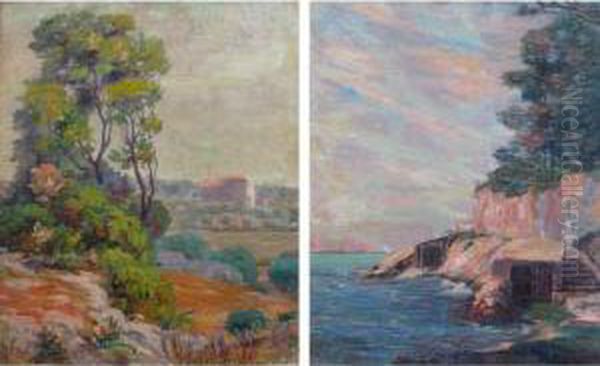 Bord De Mer Et Campagne Aux Environs De Marseille Oil Painting by Henri Aurrens