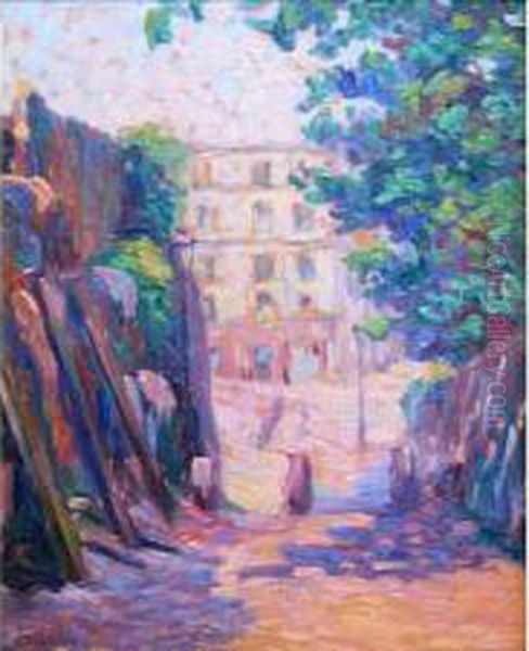 Rue Saint-vincent A Montmartre En Juin 1919 Oil Painting by Henri Aurrens