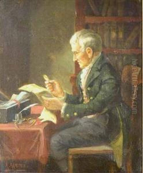 Reading A Document Oil Painting by Alexander Austen