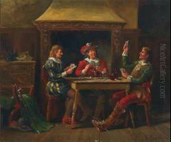 The Card Game Oil Painting by Alexander Austen