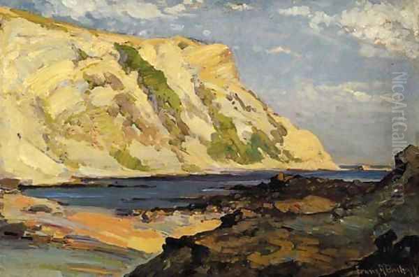 Coastal Cliffs Oil Painting by Franz Bischoff