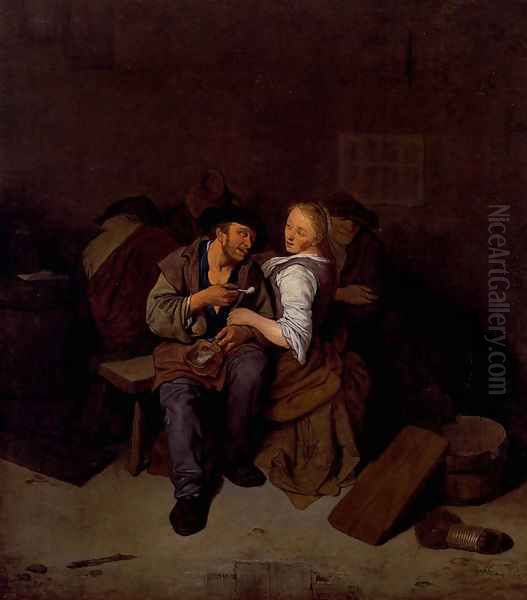 Couple amoureux dans un interieur Oil Painting by Cornelis (Pietersz.) Bega