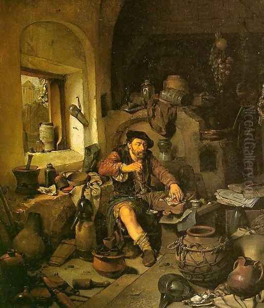 The Alchemist 1663 Oil Painting by Cornelis (Pietersz.) Bega