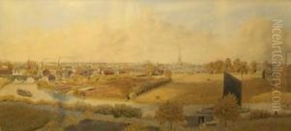 Panoramic View Of Norwich From Riverside Oil Painting by William Frederick Austin