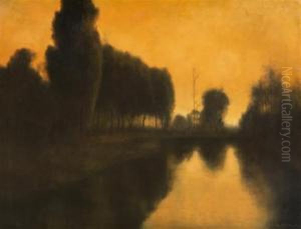 This Old Canal Oil Painting by Ben Austrian