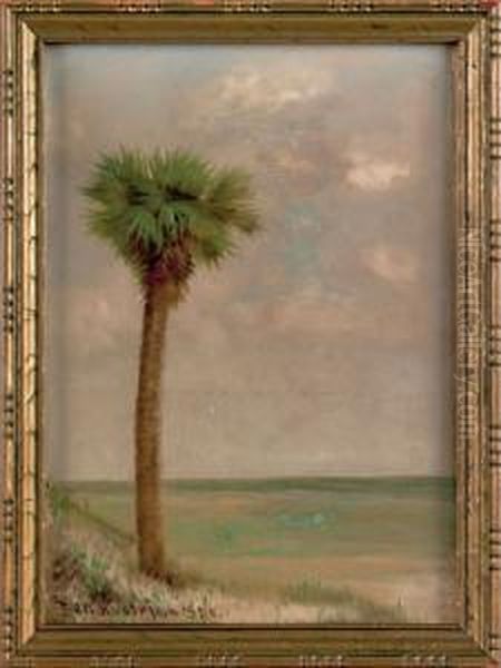 Florida Landscape With Palm Tree Oil Painting by Ben Austrian