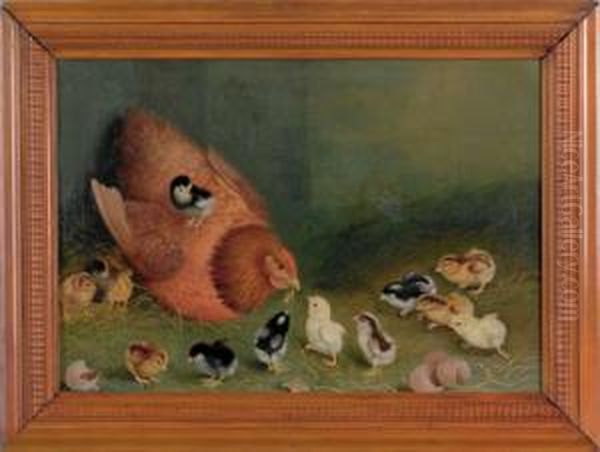 Thirteen Chicks Oil Painting by Ben Austrian