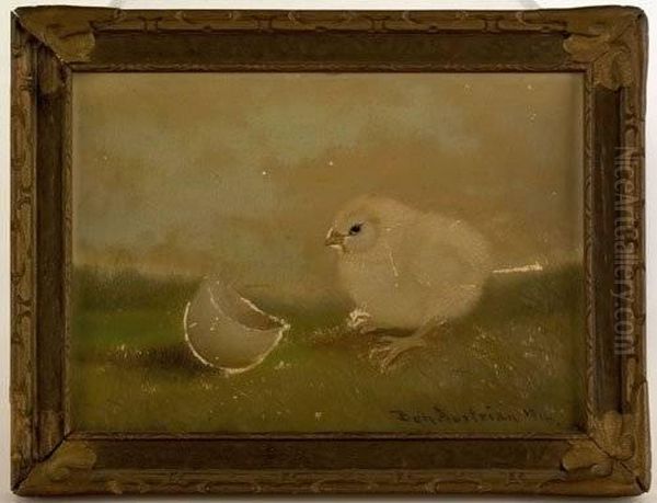 Chick And Eggshell Oil Painting by Ben Austrian