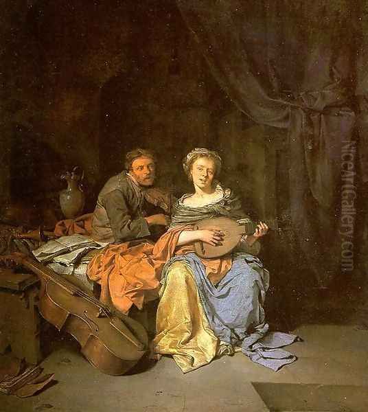 The Duet Oil Painting by Cornelis (Pietersz.) Bega