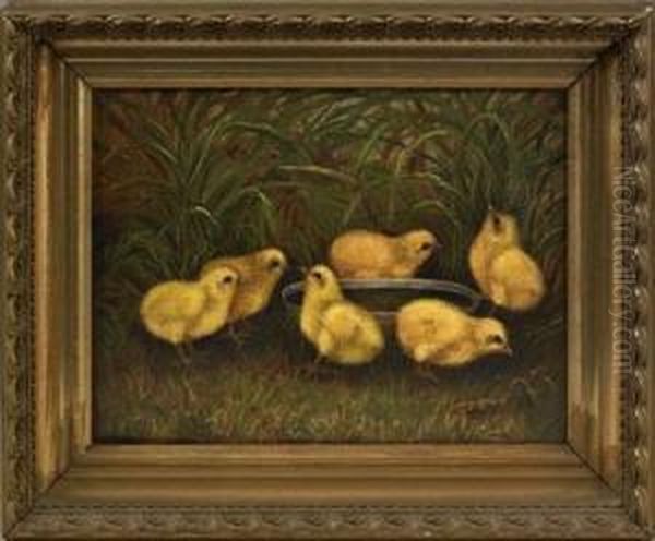 Chicks Oil Painting by Ben Austrian