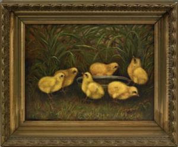 6 Chicks Oil Painting by Ben Austrian