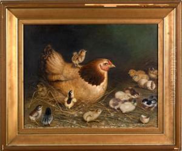 Scene With Hen Oil Painting by Ben Austrian