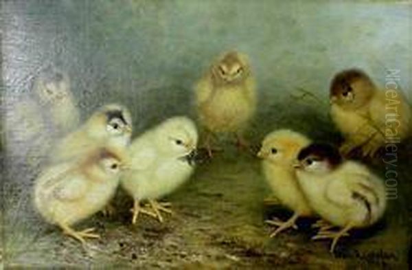 Chicks Oil Painting by Ben Austrian