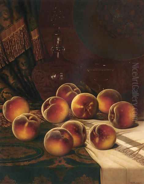 Still Life with Peaches Oil Painting by William Mason Brown