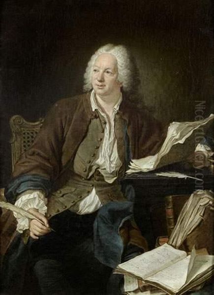 Et Son Atelier : Portrait De Jean-baptiste Rousseau, Poete Et Ecrivain Oil Painting by Jacques Andre Joseph Aved