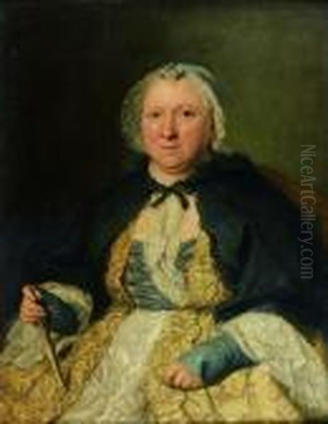 Portrait De Madame Crozat Oil Painting by Jacques Andre Joseph Aved