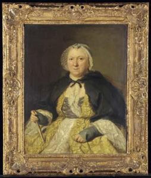 Portrait De Madame Crozat Oil Painting by Jacques Andre Joseph Aved