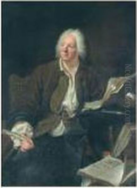 Portrait De Jean-baptiste Rousseau Poete Oil Painting by Jacques Andre Joseph Aved