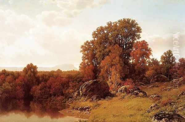 Autumn Scene on the Connecticut River Oil Painting by William Mason Brown