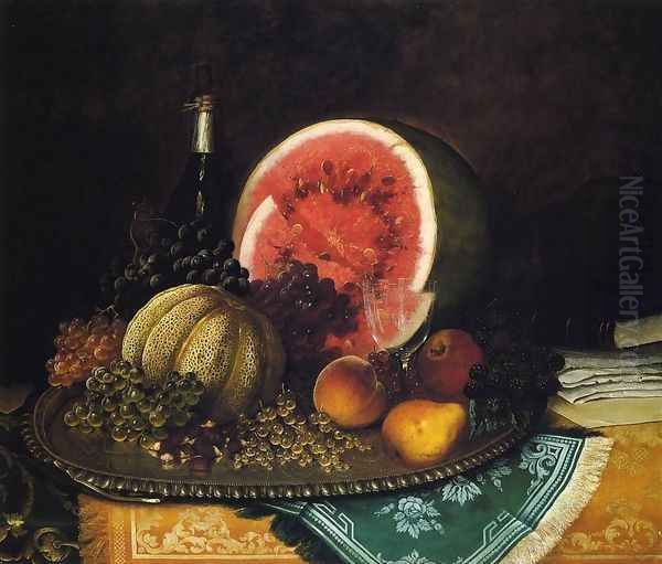 Still Life with Watermelon Oil Painting by William Mason Brown