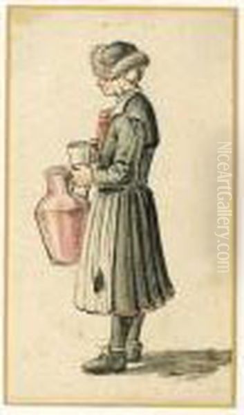 A Milkmaid Oil Painting by Hendrick Avercamp