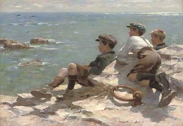 Watching the boats Oil Painting by William Mason Brown