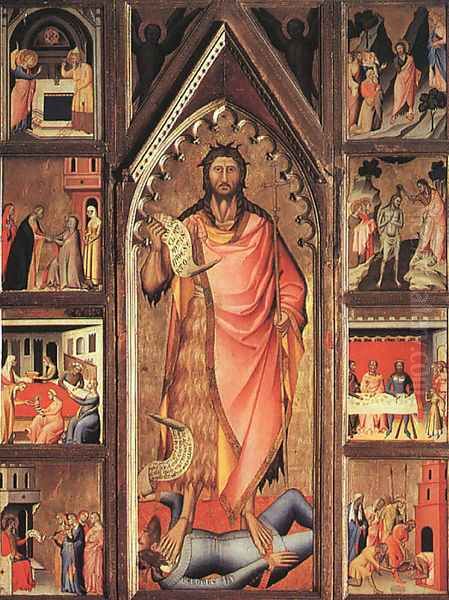 Altarpiece of the Baptist 1360-70 Oil Painting by Giovanni del Biondo