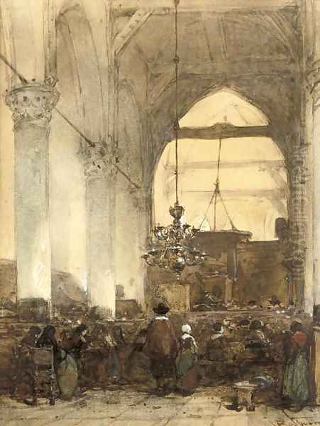 Interior of a church Oil Painting by Johannes Bosboom