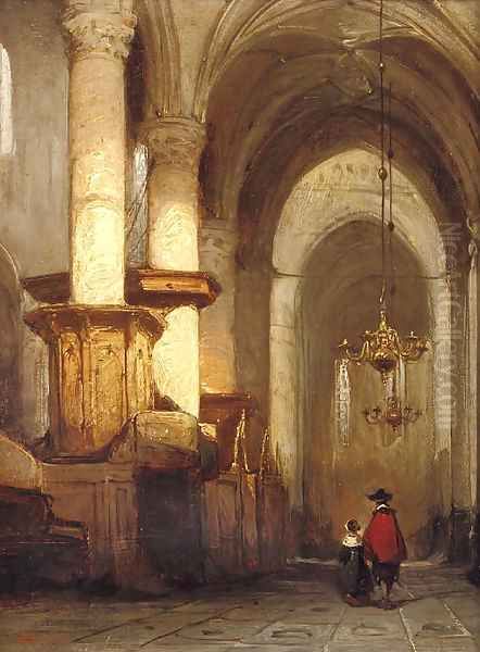 Interior of the St. Laurens- or Grote Kerk in Alkmaar Oil Painting by Johannes Bosboom