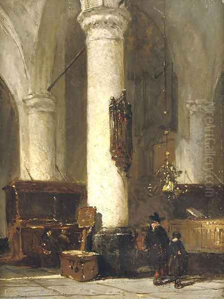 Interior of the Hervormde Kerk, Hattem Oil Painting by Johannes Bosboom