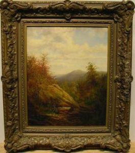 Figure In A Mountain Landscape Oil Painting by Albert William Ayling