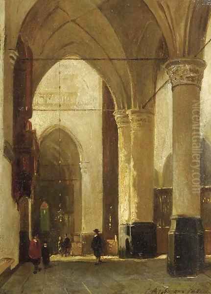 A sunlit church interior Oil Painting by Johannes Bosboom