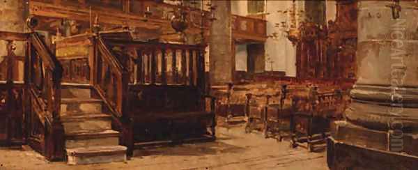 A synagogue interior Oil Painting by Johannes Bosboom