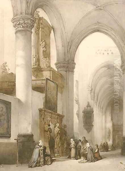 Figures in a church interior 3 Oil Painting by Johannes Bosboom