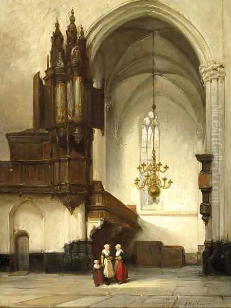 Interieur van de Nieuwe Kerk te Amsterdam met het Sweelinckorgel Oil Painting by Johannes Bosboom