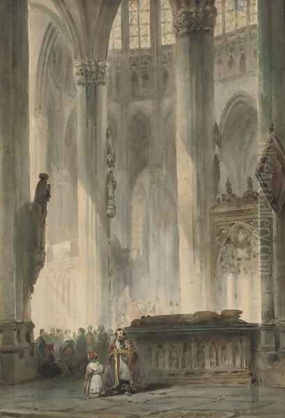 Figures in a church interior 2 Oil Painting by Johannes Bosboom