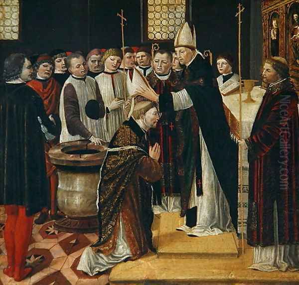 Ordination of St. Augustine Oil Painting by Ambrogio Borgognone