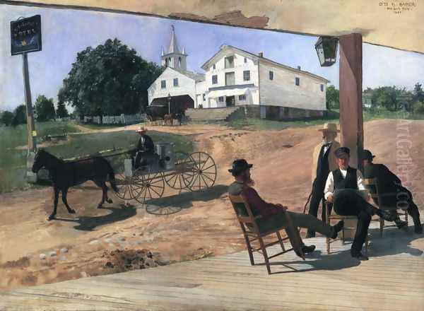 Ella's Hotel, Richfield Center Oil Painting by Otto (Henry) Bacher