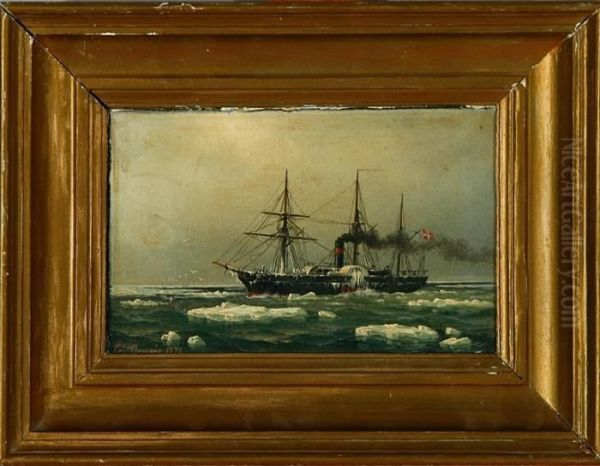 A Steamship In The Great Sound, Denmark Oil Painting by Carl Emil Baagoe