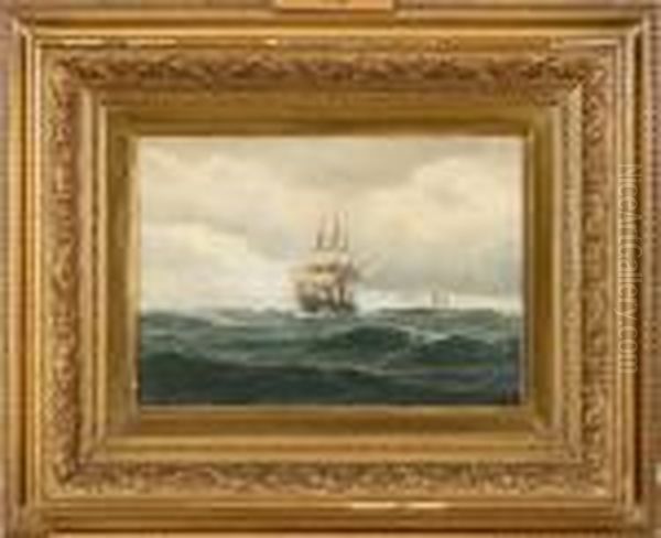 Seascape With The Frigate Jutland Oil Painting by Carl Emil Baagoe