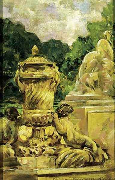 Jardin de la Fontaine Aa Nimes, France Oil Painting by James Carroll Beckwith