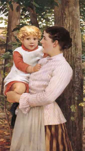 Mother and Child Oil Painting by James Carroll Beckwith