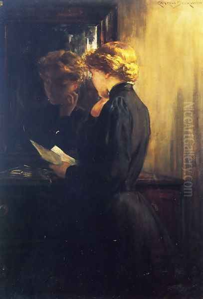 The Letter Oil Painting by James Carroll Beckwith