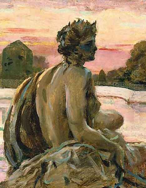 One of the Figures at the Parterre d'Eau Oil Painting by James Carroll Beckwith