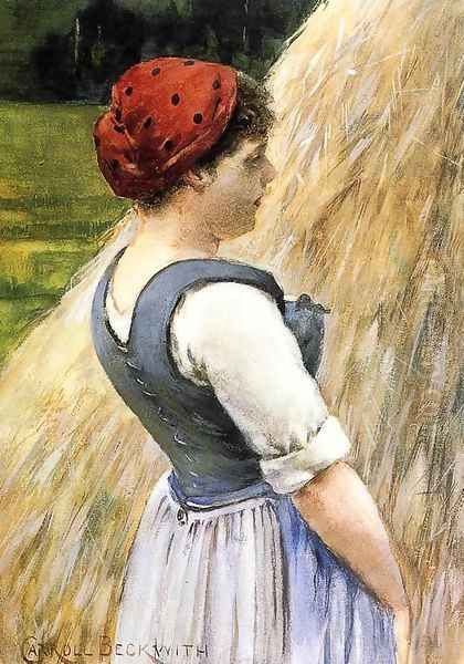 Peasant Against Hay Oil Painting by James Carroll Beckwith