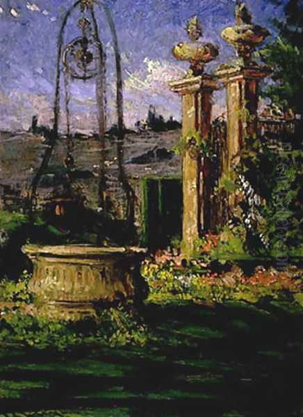 In the Gardens of the Villa Palmieri Oil Painting by James Carroll Beckwith